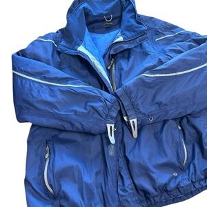 Lands’ End Men’s XL Blue Insulated Winter Parka Hooded Full Zip